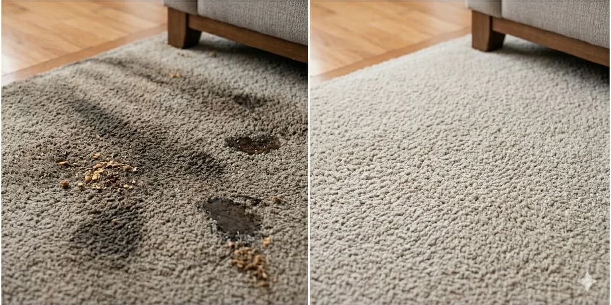 Technician spot-treating a carpet stain